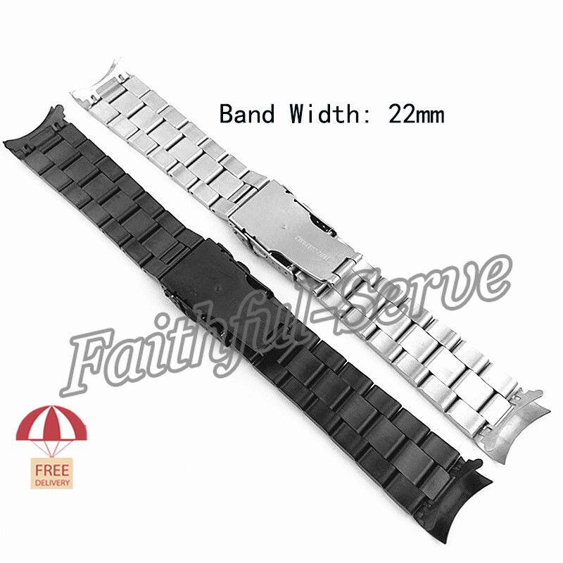 22mm Solid Curved End Stainless Steel Watch Band Fits Seiko SKX007