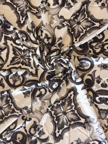 Hochwertig Majolika-Print Seide Satin Stoff Meterware von Mariotti Italien - Bild 3 von 4