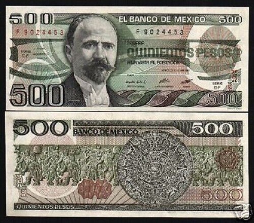 Mexico 500 PESOS P-79 1984 AZTEC Calendar Stone UNC Mexican World Currency NOTE - Picture 3 of 4