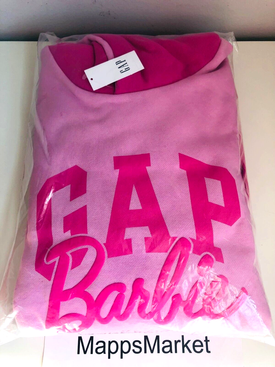 NWT Authentic Gap × Barbie Adult Arch Logo Hoodie PINK Sz L