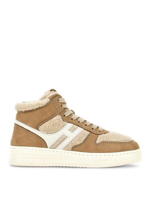 スニーカー HOGAN H630 leathersuede sneakers Beige Hogan Women's H630 High Top Sneakers Beige Faux Fur & Suede