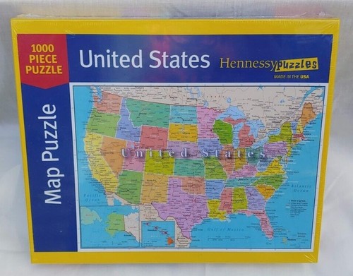 Hennessy Puzzles Map Of The United Jigsaw Puzzle 1000 Pieces 19.25" x 26.75" New - Picture 2 of 3