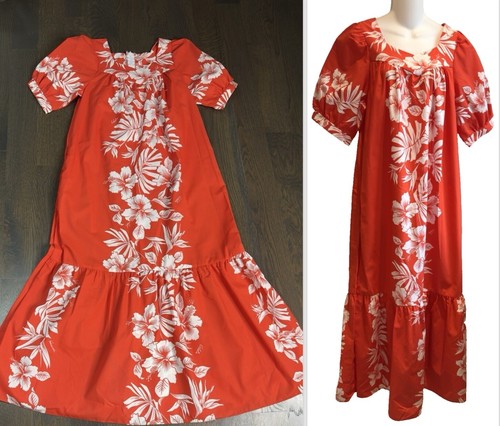 Vintage Royal Creations Hawaiian Hibscus Aloha Muumuu Maxikleid Gr. S
