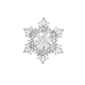 Authentic White Gold Plated Clear Cubic Zircon Rotatable Snowflake Brooch Pin