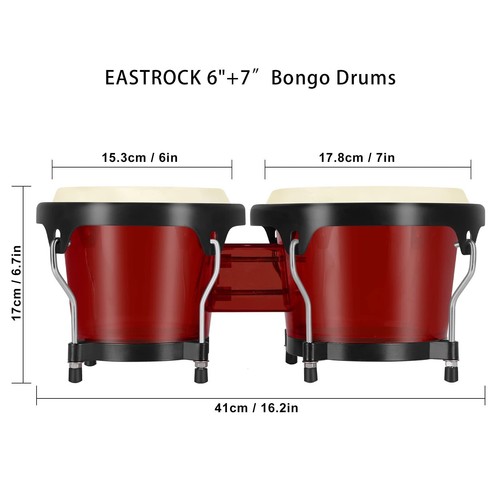 EastRock Bongo Drums 6” and 7” Set for Kids Adults Beginners Professionals Tr... - Picture 3 of 7