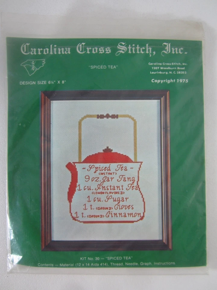 Nuevo Kit Punto de Cruz Carolina Tetera Especiada 1975 Nº 30 Completo De Colección Foto 4 de 4