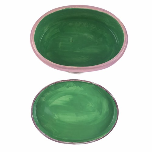 Lesal Ceramics Studio Pottery Oval Covered Storage Box Cactus Succulents 8" U7 - Picture 7 of 9