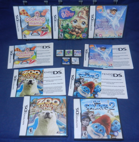 DS; Cooking Mama, Littlest Pet Shop Jungle, Dora Saves Snow Princess, Smurfs 2 + - Picture 1 of 5
