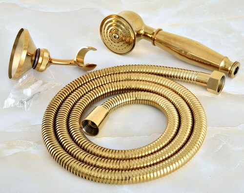 Golden Bathroom Telephone Style Handheld Shower Brass holder with 1.5m Hose - Picture 7 of 7