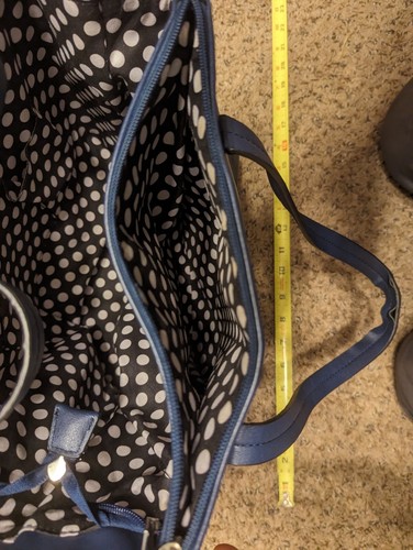 Christian Lacroix Margaux marineblau & weiß gestreifte Beuteltasche Handtasche mit silbernen Akzenten - Bild 10 von 14