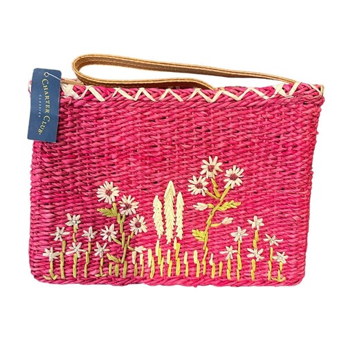 CHARTER CLUB PINK BASKET CASE FLOWER STRAW BAG PURSE NWT NEW Barbie Barbiecore - Picture 2 of 6