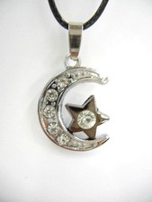Fashion Unisex's Stainless Steel Rhinestone Moon Star Pendant Necklace Chain