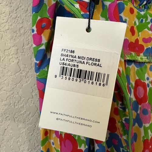 FAITHFULL THE BRAND Shayna Dress Womens Sz 4 La Fortuna Floral Midi Summer NWT - Picture 9 of 14