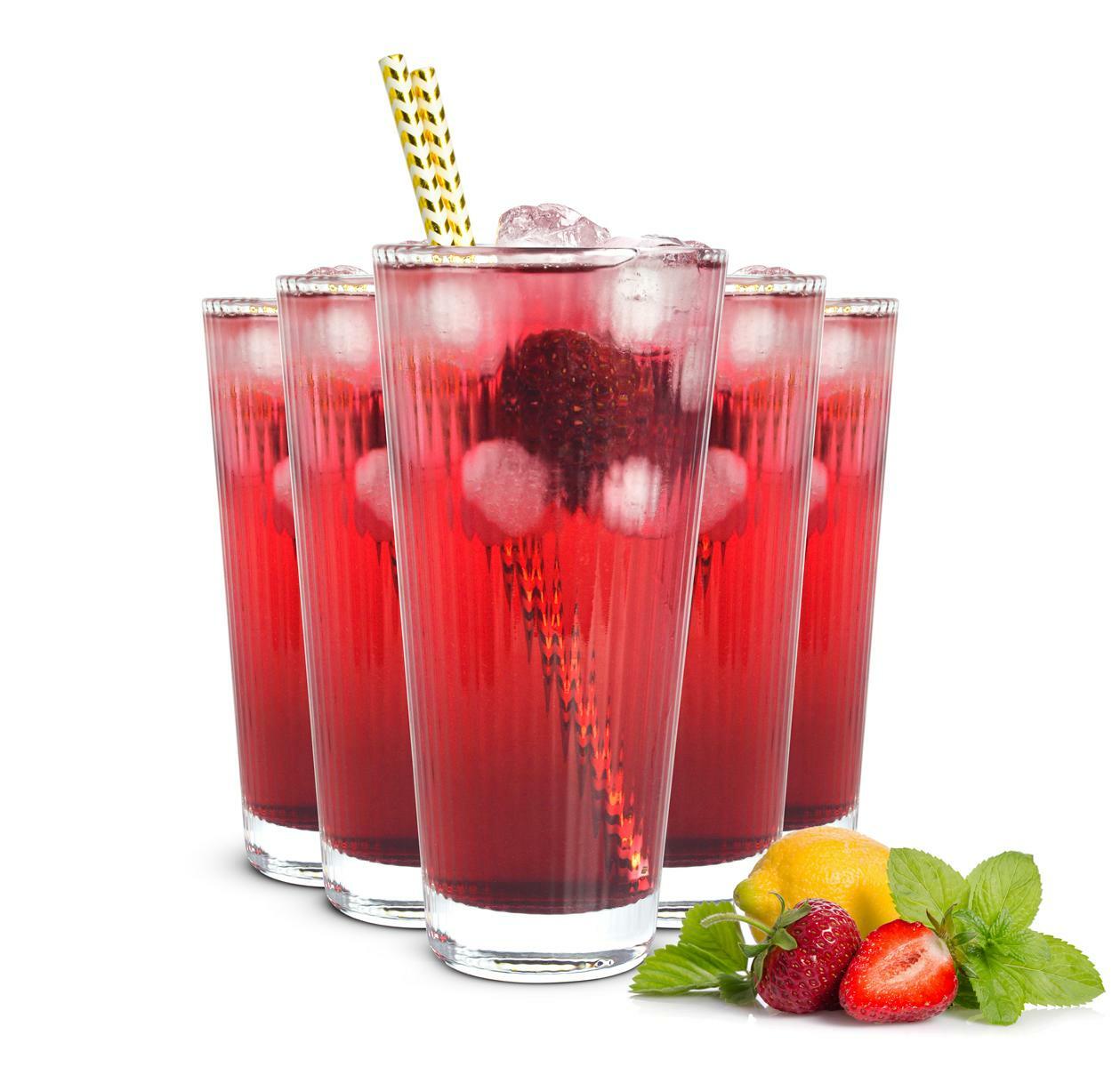 6 Longdrinkgläser 400ml mit Relief Wassergläser Saftgläser Cocktailgläser Gläser