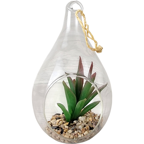 3 Faux Succulent Hanging Tear Drop Glass Orb Ornament Home Decor Terrarium Plant - Picture 12 of 23