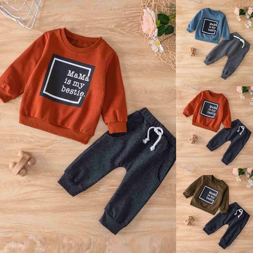 Conjunto de 2 PIEZAS Ropa Camiseta Letra Prendas para el torso Pantalones Pantalones Conjunto - Imagen 1 de 17