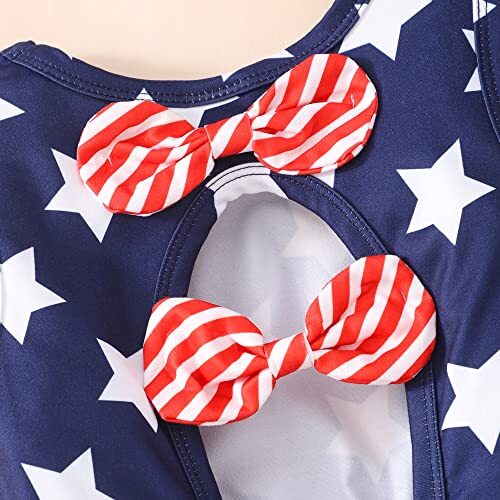  Toddler Girls Dresses Sleeveless Back Bowknot Dress Baby 4-5T American Flag - Picture 5 of 7