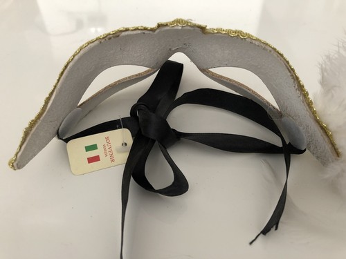 Maschera Maschera Veneziana Martedì Grasso Halloween Costume Maschera Piuma Oro - Foto 3 di 3