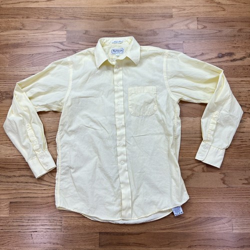 Vintage Burberry London Dress Down Mens Striped Shirt Sz 15 1/2-35 Yellow USA