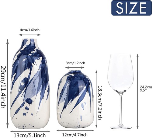 Ceramic Vase Home Decor Accents Navy Blue White Vases Flowers Decorative nice - Picture 4 of 6