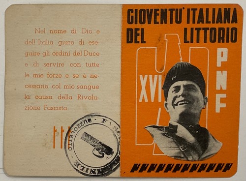 VIADANA MANTOVA ASOCIAZIONE GIOVANILE DI PARTITO TESSERA CON FOTO A.XVI 1938 - Imagen 6 de 6