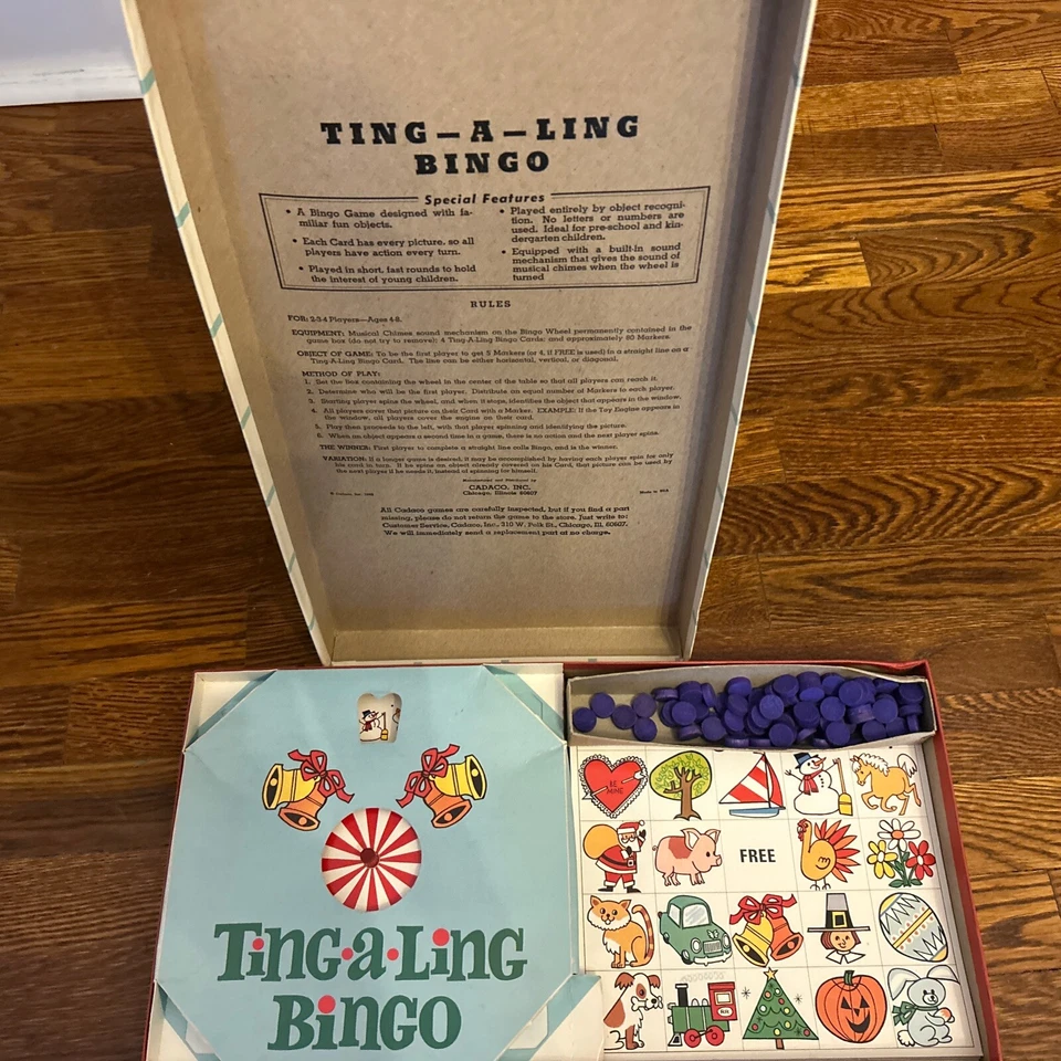JUEGO DE MESA DE BINGO TING A LING VINTAGE CADACO 1968 #282 CAMPANAS MUSICALES EDADES 4 A 8 Foto 2 de 4