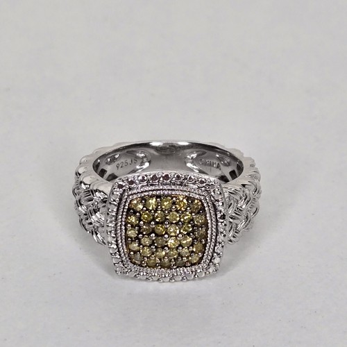 Echter kanariengelber Diamant Cluster Halo Ring 925 Sterling Silber - Bild 10 von 22