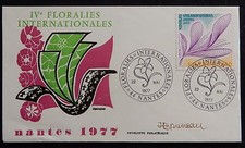 Enveloppe FLORALIES (Nantes) 1977 Timbre n°1931 (Signée)