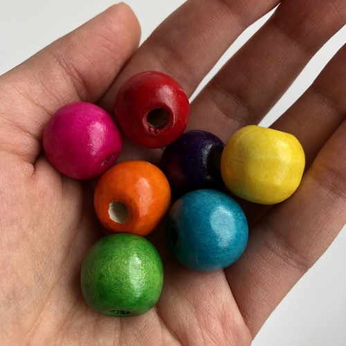 25 cuentas de madera al por mayor 18 mm mezcladas multicolor macramé cuentas de madera agujero de 5 mm - Imagen 6 de 6
