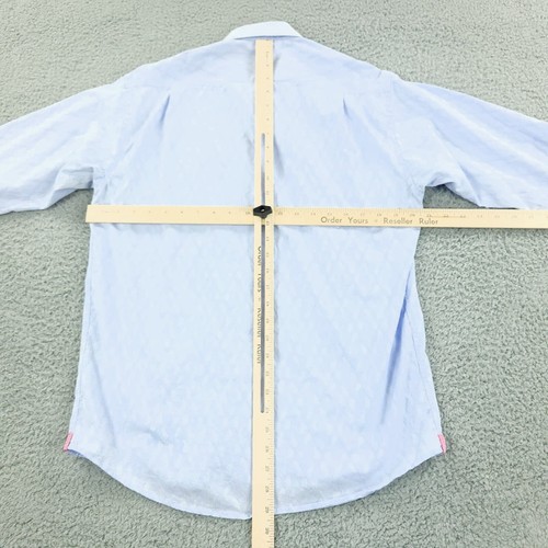 Luchiano Visconti Uomo Shirt Mens Medium Blue Business Office Casual Travel - Picture 7 of 14