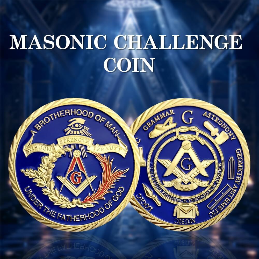 Masonic Freemasonry Brotherhood Challenge Coins Gift for Freemasons Collectors-image
