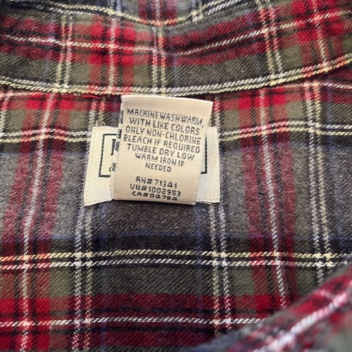 LL Bean Mens Large Traditional Button Plaid Flannel Cotton Grey Shirt EUC Warm - Picture 7 of 11