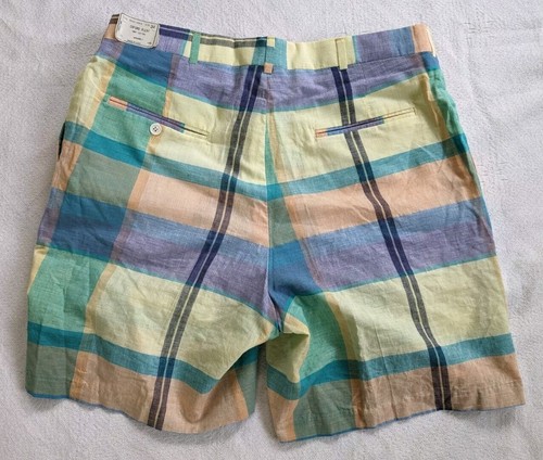 Nwt Vintage Higgins Slacks Co Plaid Pleat Shorts New With Tags Size 34 - Picture 2 of 18