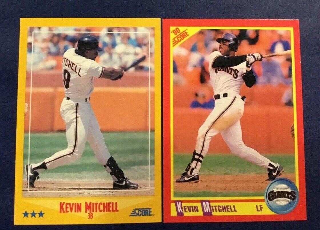 1988 & 1990 Score # 343 # 481 KEVIN MITCHELL Lot 2 San Francisco Giants