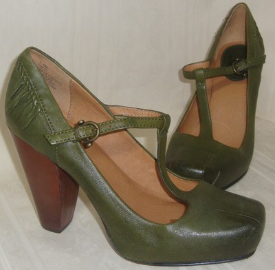 green t strap heels