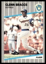 1989 Fleer   #180   Glenn Braggs   Outfield    Milwaukee Brewers  FREE shipping