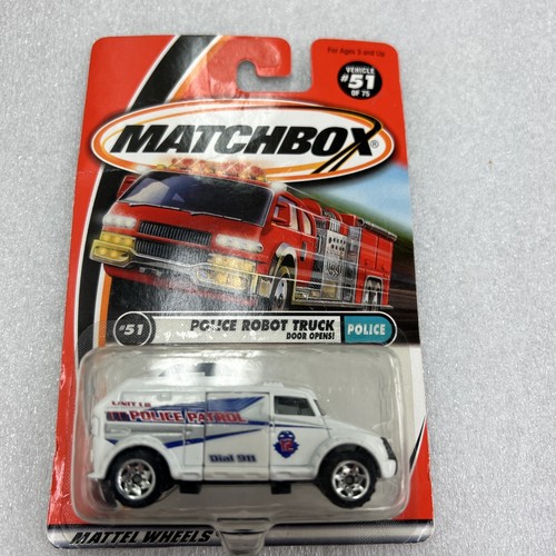 Matchbox 2001 Police #51 Police Robot Truck Opening Side Door New On Card B157 - Picture 1 of 8