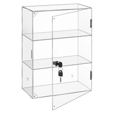 Clear Acrylic Display Case Countertop Box Shelves Showcase With Lock Dustproof