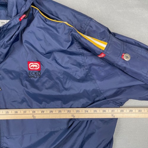 Giacca a vento vintage ECKO Unltd uomo 2XL blu a righe Y2K Baggy Rhino Vent - Foto 12 di 21