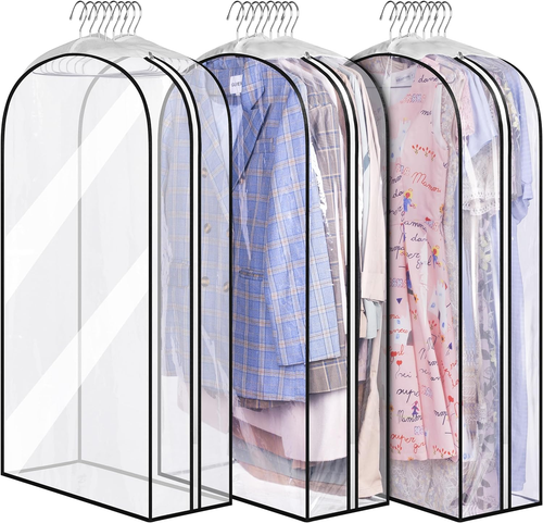 10" Gusseted All Clear Garment Bags for Hanging Clothes 40" Suit Bags for Closet - Picture 8 of 12