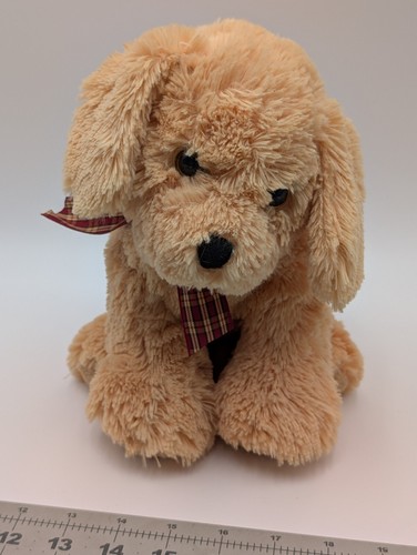 Ty Goldwyn Golden Retriever Puppy Dog Plush 9 Inch Tall Plaid Bow Stuffed Animal - Picture 1 of 10