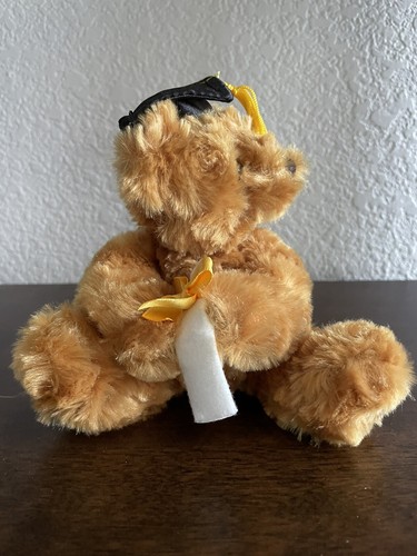 Sombrero Aurora World y Diploma Graduación Oso de Peluche Oso Marrón de Peluche con Etiqueta 5" - Imagen 2 de 7