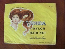 Vintage Venida Nylon Hair Net Included Fine Mesh Extra Strong Great Graphics