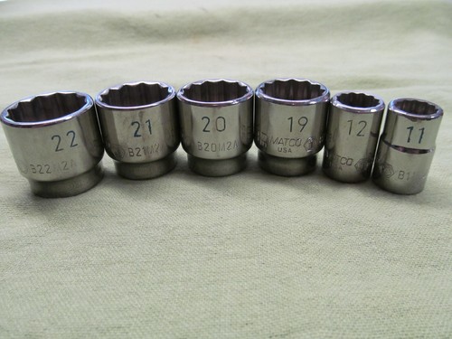 Set 6 Matco Metric 3/8" dr 12pt Chrome Sockets - 11mm thru 22mm -minus some -USA - Picture 5 of 7