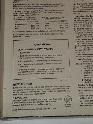 Juego de mesa vintage 1987 Milton Bradley MB HOTELS dinero inmobiliario 100% completo - Imagen 23 de 24