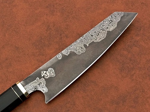 Cuchillo Gyuto Chef, Hecho a Mano Damasco San Mai Cuchillo de Chef, Regalo para Él/ella - Imagen 9 de 9