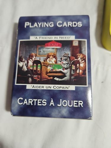 Hoyle Dogs Playing Poker Set of 2 Cards Deck w/ Tin Case His Station & Four Aces - Picture 6 of 6