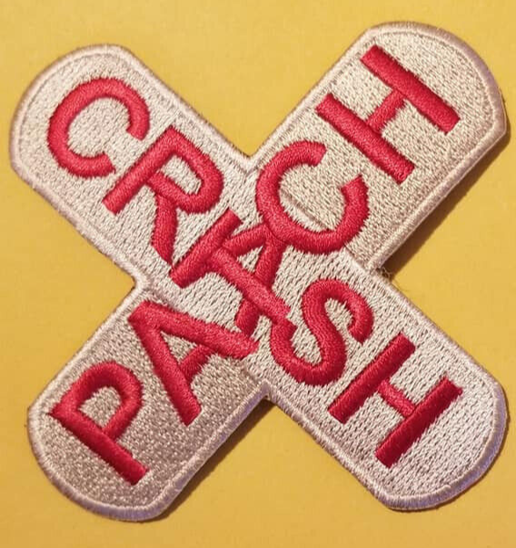CRASH PATCH BAND-AID Embroidered Patch iron or sew approx 3X3.5