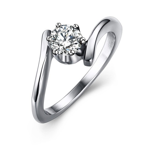 B Ware: Damen Ring mit Zirkonia aus Edelstahl Verlobungsring - Bild 1 von 5