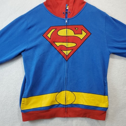Superman Hoodie Full Zip Sweatshirt Jacket Mens Size XL Halloween Costume Hooded - Picture 3 of 11